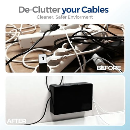 Cable Management Box with Included Mounting Hardware – ABS Cord Organizer (12,7 x 7,8 x 4,5 in) | Heat-Tolerant Power Strip & Cable Storage | Wall-Mountable or Floor Use