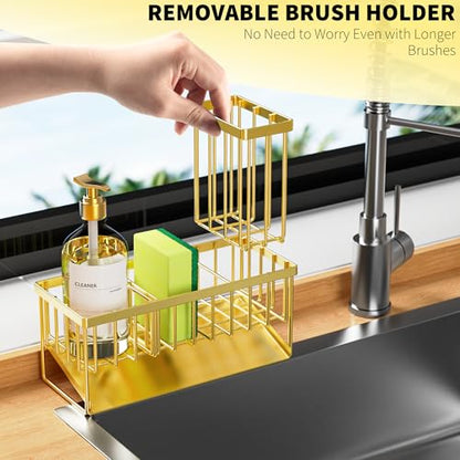 Gold Kitchen Sink Caddy Organzier with High Brush... (Gold | Stainless Steel)