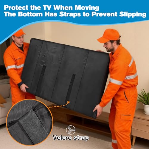 JZHLLA Waterproof Oxford TV Cover for Moving 0.25 Inch Thick Tear Resistance Screen Protector Cover Fits 60"-65" TV with Foam Filling and Bottom Strap for House Moving, Storing