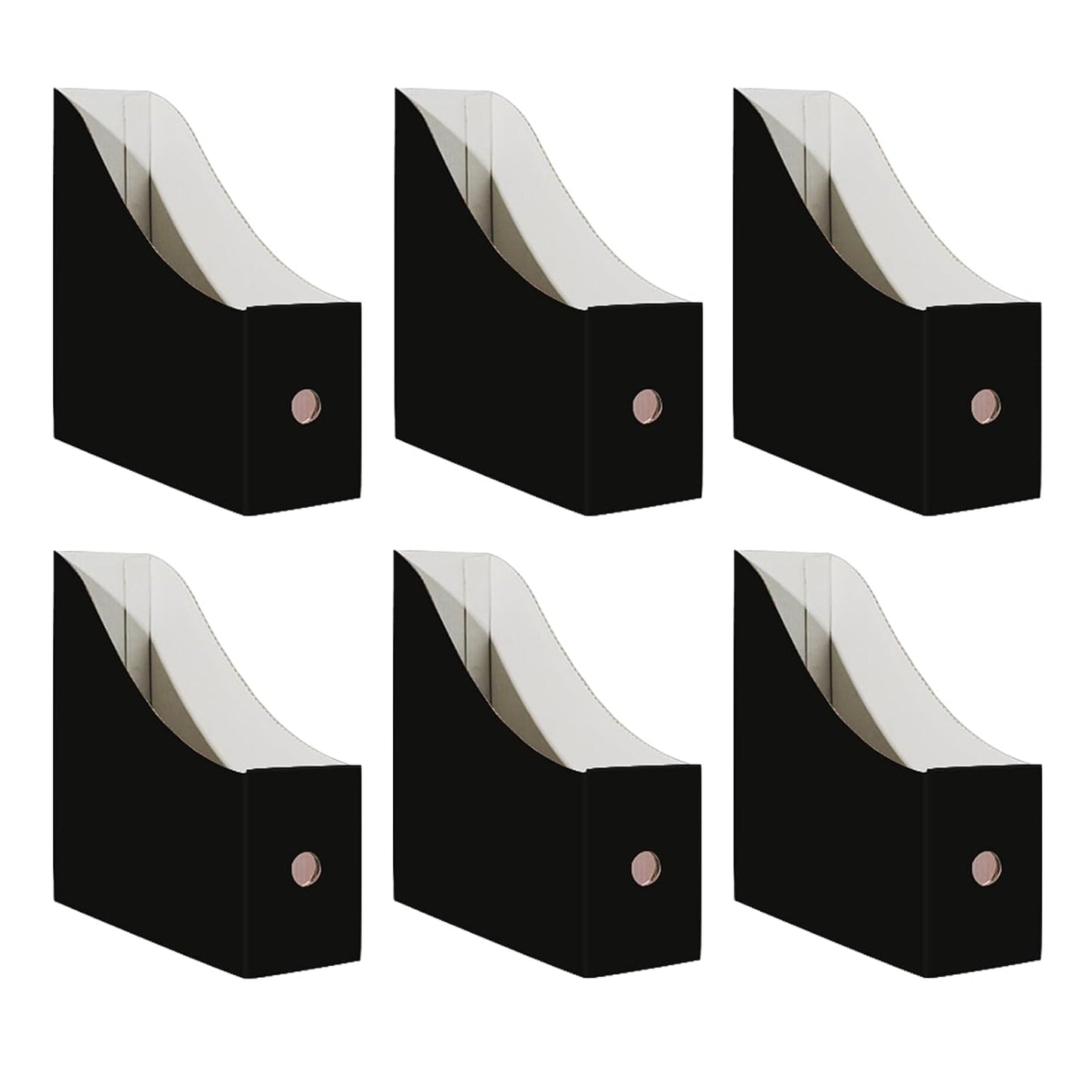 Limitliho 6 Pack Black Cardboard Magazine Holder for Desk or Shelves | 10.6''H×10.2'L×3.5''W Magazine File Holder, Vertical Book Bins for Classroom and Library, Magazine Storage Box with Label