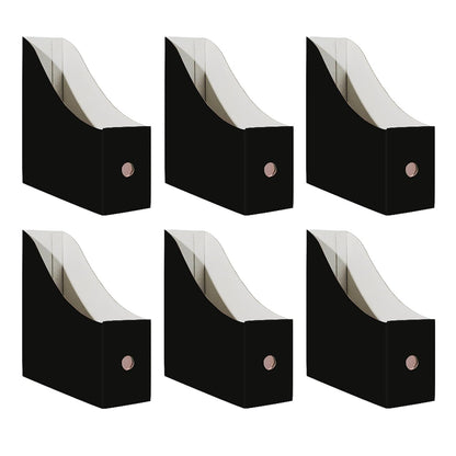 Limitliho 6 Pack Black Cardboard Magazine Holder for Desk or Shelves | 10.6''H×10.2'L×3.5''W Magazine File Holder, Vertical Book Bins for Classroom and Library, Magazine Storage Box with Label