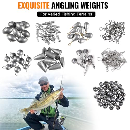 PLUSINNO 264/397pcs Fishing Accessories Kit, Organized Fishing Tackle Box with Tackle Included, Fishing Hooks, Fishing Weights Sinkers, Swivels, Beads, Fishing Gear Set Equipment for Bass Trout