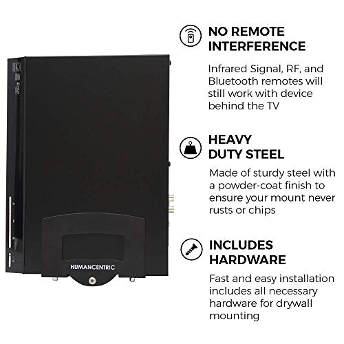 HumanCentric Cable Box & Modem Mount, Adjustable Wall Mount | Small Devices | For small & Narrow Devices, Cable Boxes, Modems, DVD Players, Streaming Media Devices, Mount Behind the TV, Hardware Included