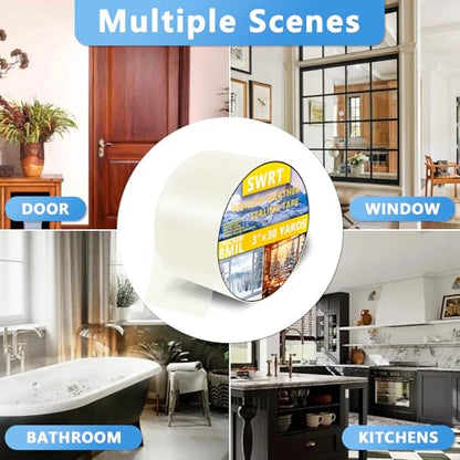 3" x30YD 8Mil Window Sealing Tape No Residue | 8 mil thick, heavy duty, transparent. Window seal kit for summer heat. Window insulation in summer. Sealling window AC units.