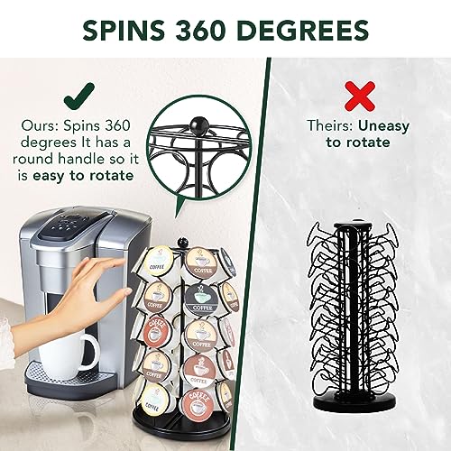 Nifty K Cup Holder – Compatible with K-Cups, Coffee Pod Carousel | 35 K Cup Holder, Spins 360-Degrees, Lazy Susan Platform, Modern Black Design, Home or Office Kitchen Counter Organizer