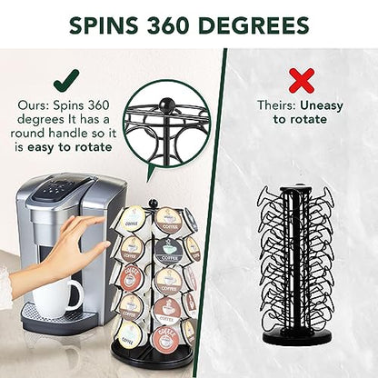 Nifty K Cup Holder – Compatible with K-Cups, Coffee Pod Carousel | 35 K Cup Holder, Spins 360-Degrees, Lazy Susan Platform, Modern Black Design, Home or Office Kitchen Counter Organizer