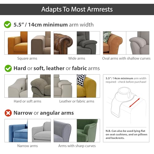 CouchCoaster® - Original & Patented Armrest Couch Cup Holder, Mocha Brown - A Weighted, Silicone, Anti Slip Coaster Stops Spills On Your Sofa, Armchair Or Recliner & Keeps Drinks in Reach