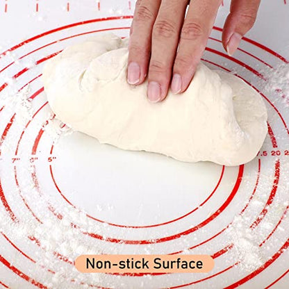Silicone Baking Pastry Mat Large Dough Kneading Sheet for Rolling, 16×24 in | Non-Stick Non-Slip Reusable Kitchen Pad with Measurement Household Baking Essential for Pie Bread Pizza Cookie Fondant Making