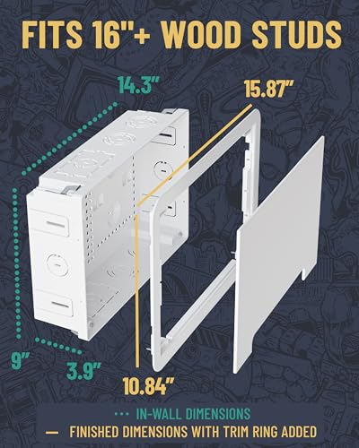 ECHOGEAR 9" in-Wall Media Box - Recessed Outlet & Network Enclosure - Works with Roku, Apple TV, Fire TV Stick, & Samsung One Connect Mini - WiFi Friendly Cable Management Kit