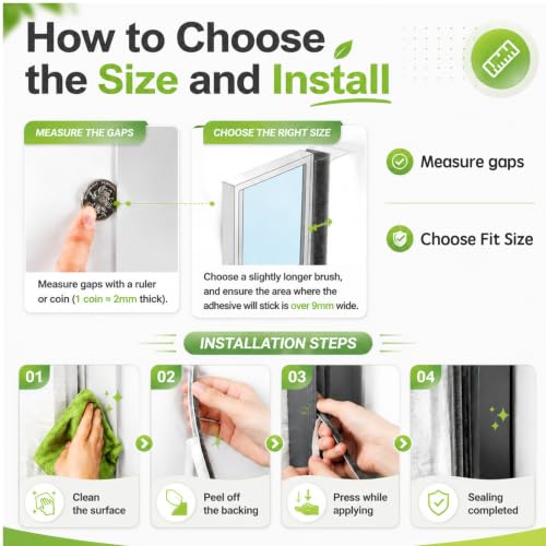 Brush Weather Stripping Door Window Seal,0.9 x 0.4 x 32.8 FT | Felt weather stripping,door sweep,sliding glass door applicable,soundproof,door frame sealing,windproof weatherstripping