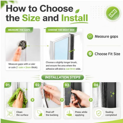 Brush Weather Stripping Door Window Seal,0.9 x 0.4 x 32.8 FT | Felt weather stripping,door sweep,sliding glass door applicable,soundproof,door frame sealing,windproof weatherstripping