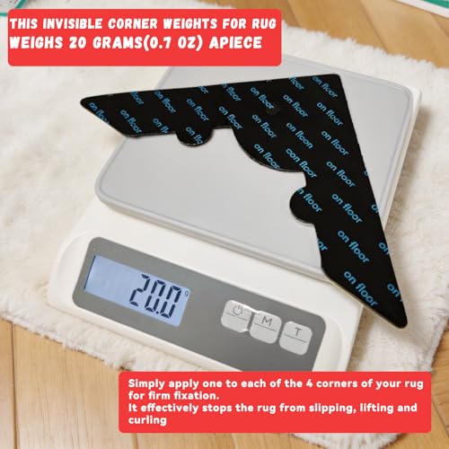 Rug Non Slip Grippers, Reusable Rug Tape, No Damaging for Floor, Carpet Corner Stickers for Hardwood Floors and Tiles, Strong Hold Carpet Gripper for Area Rugs, 8Pcs