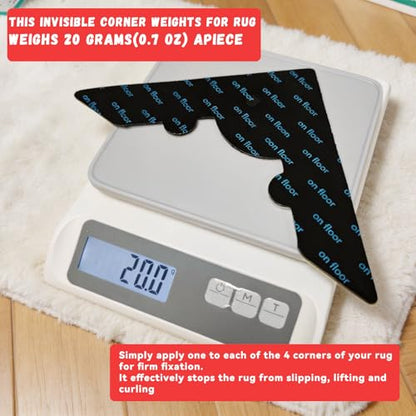 Rug Non Slip Grippers, Reusable Rug Tape, No Damaging for Floor, Carpet Corner Stickers for Hardwood Floors and Tiles, Strong Hold Carpet Gripper for Area Rugs, 8Pcs