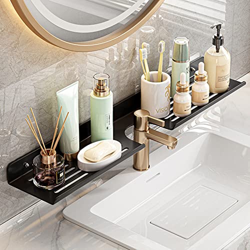 ROYALITA 17 Inch Acrylic Bathroom Shelf Organizer Over The Faucet | Bathroom Sink Rack Over The Sink Shelf, Countertop Organizer Kitchen Above Faucet, Black