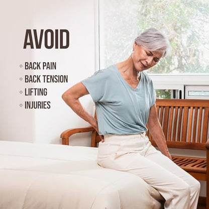 Bed Sheet Tucker Mattress Lifter Tool for Changing Sheets - Sturdy Acacia Wood Paddle Lifting Wedge Protects Back and Reduces Straining, Works with Fitted or Flat Sheets, Comforters, Blankets