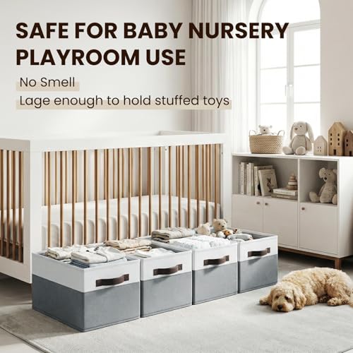 Closet Organizers and Storage Baskets - 6 Pack Shelf Organizer Bins with Handles - Clothes Storage Bins for Bedroom Nursery Home Closet Organization - Blanket Toy Storage Organizer