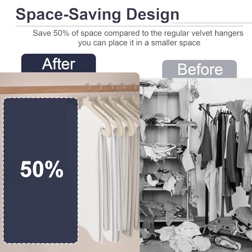 Velvet Pants Hangers - 16 Pack White Non Slip Open Ended Hanger with 360 Swivel Hook - Closet Space Saving Hanger for Heavy Pants, Jeans, Trousers, Scarf
