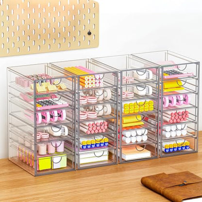 Acrylic Makeup Organizer with 19 Drawers,Storage Drawer Organizer | Bathroom Organizers and Storage for Palettes, Cosmetic, and Beauty Supplies, Desk Organization