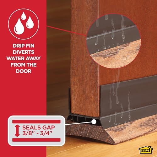 M-D Building Cinch® Slide-On U-Shaped Vinyl UDS, Brown, 36in 2pk | Rigid and Flexible Vinyl, Blocks Drafts Moisture Dust Insects, Compression Fit, No Hardware Required, Cut-to-Length