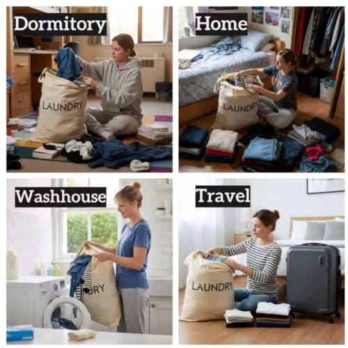 23.6" x17.3" Dirty Clothes Bag for Traveling and Camping | Travel Laundry Bags with Zipper,Hand Strap,Portable,Washable,Travel Dirty Clothes Bag