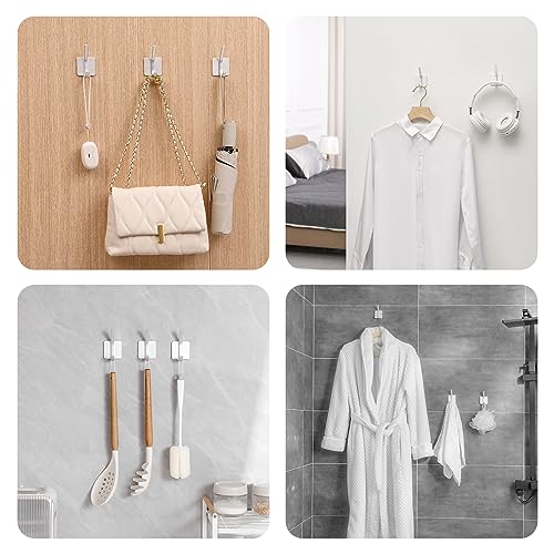 Paoli Heavy Duty Adhesive Wall Hooks, 30 lb Max Load Waterproof Hooks for Bathroom Towels Coats Bags, No Drill Damage-Free for Renters Apartment Dorm, Matte Black, 4 Pack