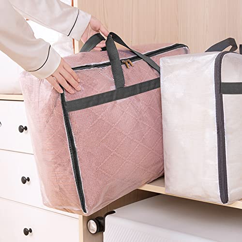 Fixwal Storage Bags 4 Pack 75L XL Mesh Clear for Blankets Clothes Comforter | Waterproof Clear Mesh Fabric, Zippered Closure, Carry Handles, for Blankets Quilts Clothes Comforters Bedding and Pillows