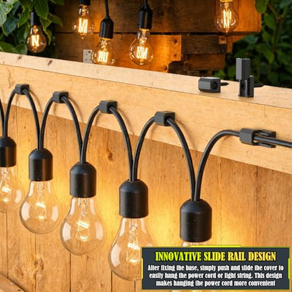 Lewufe Hooks for Outdoor String Lights Clips, Christmas Light Clips Weatherproof, Lights Hanger Hooks for Hanging Christmas Light, Fairy Light, Cable, Holiday Decor - Black, 30 Pack