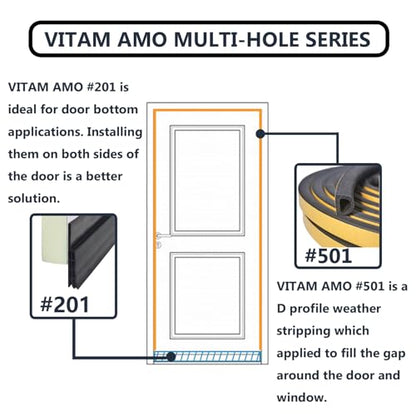 VITAM AMO Weather Stripping Seal Strip for Doors/Windows 18 Feet, Self-Adhesive Backing Seals Large Gap (from 5/16 inch to 15/32 inch), Easy Cut to Size