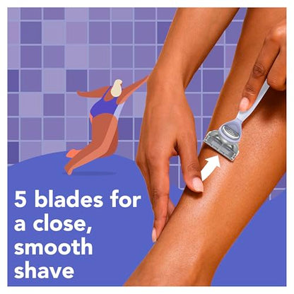 joy lavender razor for women, shave kit with 1 handle + 3 razor blade refills, includes shower holder