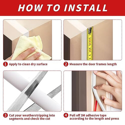 50 Feet D-Shape Rubber Weather Stripping Door Seal Strip, Self-Adhesive Backing Door Weatherstripping for Door Frame Insulation Large Gap, Easy Cut to Size with Tailor Scissors(White)
