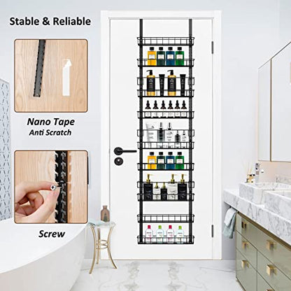 9 Tier Over Door Pantry Organizer, 2-in-1 Adjustab... (Black | Iron)