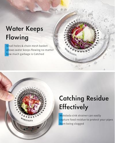 Upgraded Sink Drain Strainer, Patented Reversible Chain Mail Mesh | Anti-Slip Ring, Fast Drainage, Reversible Flip Clean, Rust-Proof, Universal 4.4-Inch, Large Capacity, Garbage Disposal Fit