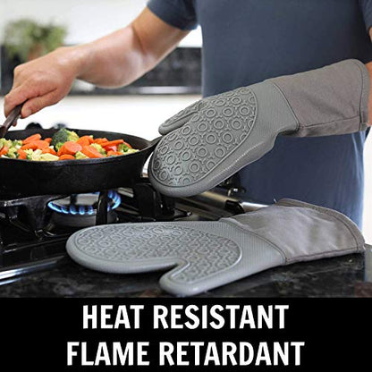 BPA-Free Soft Silicone 4 Piece Oven Mitts & Trivet... (Navy Blue)