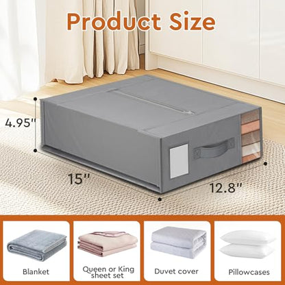 StorageTastic Bed Sheet Closet Organizers and Storage Under Bed Storage | Foldable Storage Containers with Window and Label,Storage and Organization for Bedding Sheets,Duvet Covers,Blankets,4 Pack