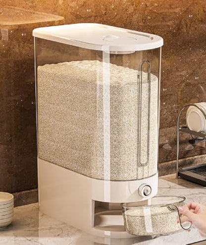 Large Rice Dispenser 25Lbs, Cereal Dispenser Rice Container Food Storage Container with Measuring Cup, Cereal Containers Storage Kitchen Storage Household Rice Pet Food Holder (25LBS)