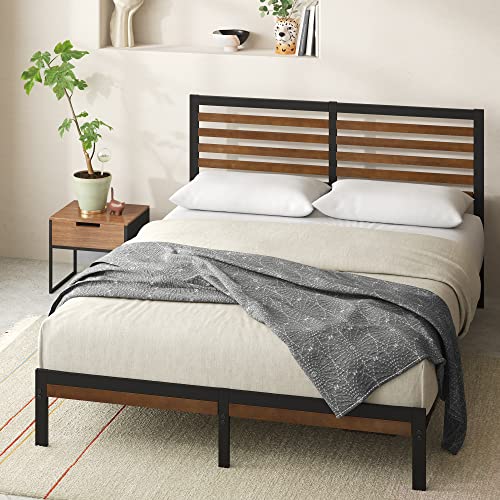 Zinus Kai Bamboo and Metal Platform Bed Frame with Headboard, Brown, Queen | No Box Spring Needed, Durable Construction, Minimalist Modern Design, Easy Assembly