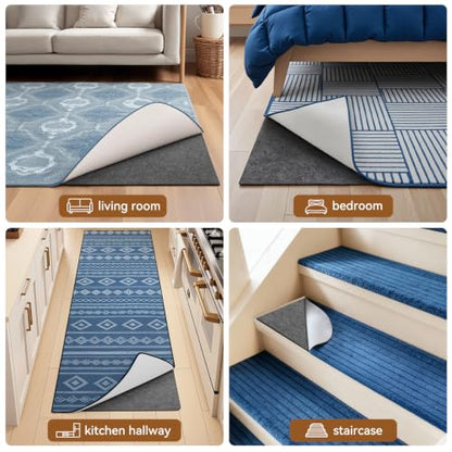 Songrey Thick Cushioned Non-Slip Rug Pad 8x10 Ft | Felt Fabric with Anti Skid Backing, Carpet Gripper for Hardwood Floors, Keeps Area Rugs in Place and Secure