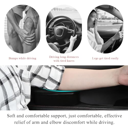 Yourkar Car Armrest Support Cover, Left Side Door Armrest Cushion Pad Extender with Storage Box, Anti-Slip & Waterproof Leather Driver Left Arm Rest Storage Cover, Car Accessories (Black, Style 1)