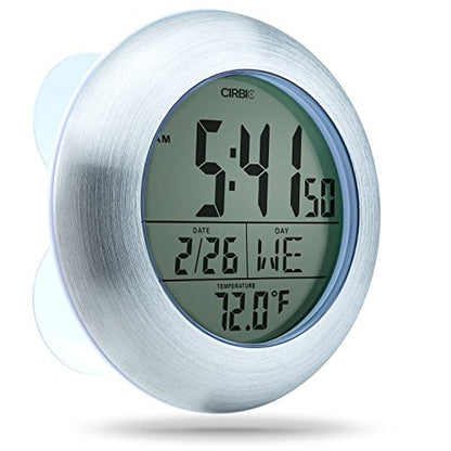 Extra Large Shower Clock with Suction Cups, Date and Temperature, Water Resistant Clock for Bathroom