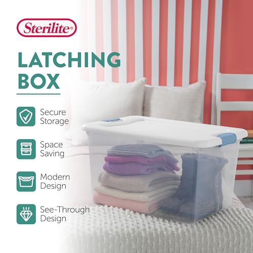 Latching Box with Lids for Home and Office, 64 Qua... (4 Count | Clear | Plastic)