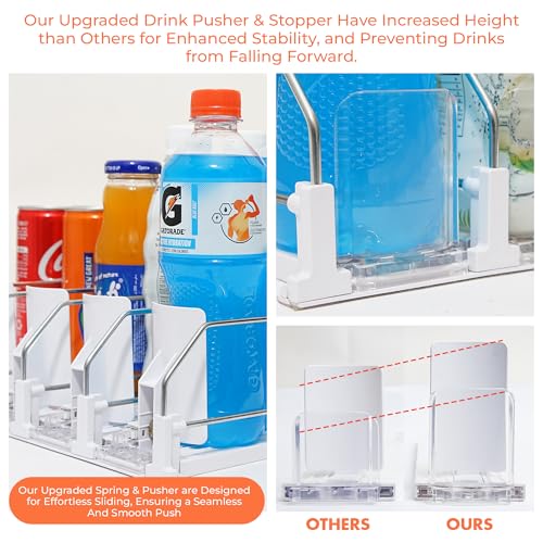 Self Pushing Drink Organizer for Fridge - 5 Rows,...