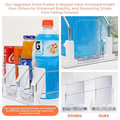 Self Pushing Drink Organizer for Fridge - 5 Rows,...