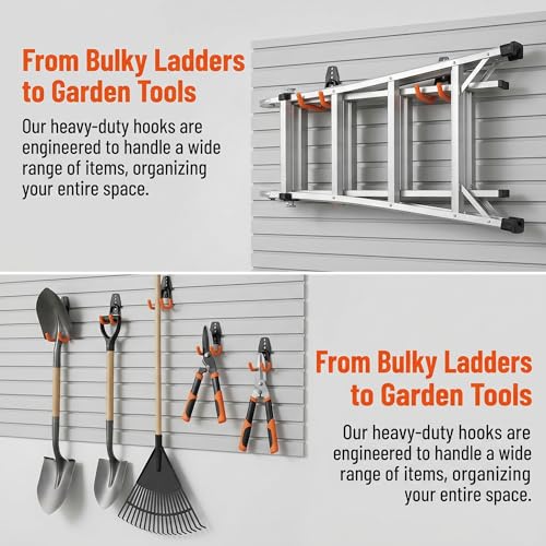 Steel Garage Storage Hooks, 16 Pack Anti-Slip Coating, Heavy Duty Wall Mount Hooks for Hanging Bike, Ladder, Garden Tools