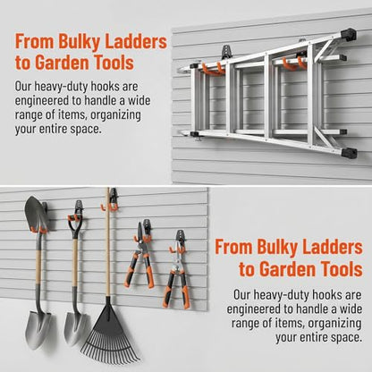 Steel Garage Storage Hooks, 16 Pack Anti-Slip Coating, Heavy Duty Wall Mount Hooks for Hanging Bike, Ladder, Garden Tools