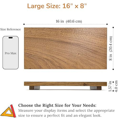 Large 16" Acacia Wood Riser Pedestal Stand for Kitchen Counter | Farmhouse Wood Display Riser for Kitchen and Bathroom Décor - Counter Display, Vanity Tray, Candle Stand | L:16"x8"x1.57"