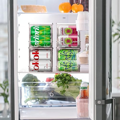 ClearSpace Soda Can Organizer & Soda Can Dispenser for Refrigerator - Fridge Organizer & Stackable Drink Organizer for Fridge or Refrigerator - Holds 12 Cans Each, BPA Free - 2 Pack