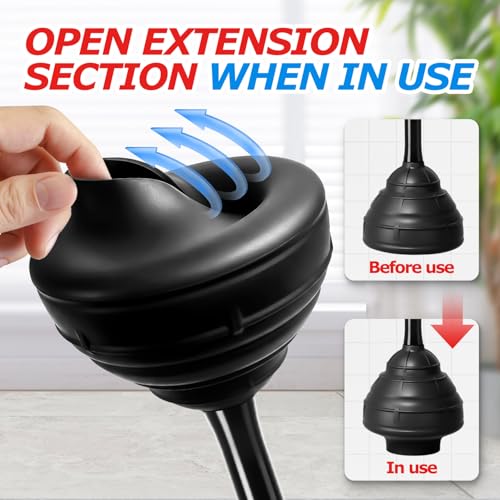 FORASTO Toilet Plunger with Holder,Powerful Clog Removal,Heavy Duty Plunger