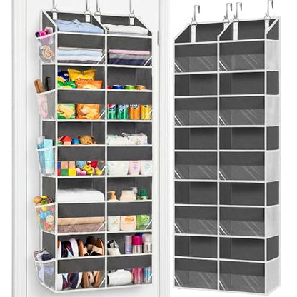 5-Tier Over Door Organizer, 10-Compartment Wide Storage Rack | 20" wide, 80 lbs for heavy family use, 10 side pockets, fits doors for closet, nursery, entryway, dorm, RV, laundry room