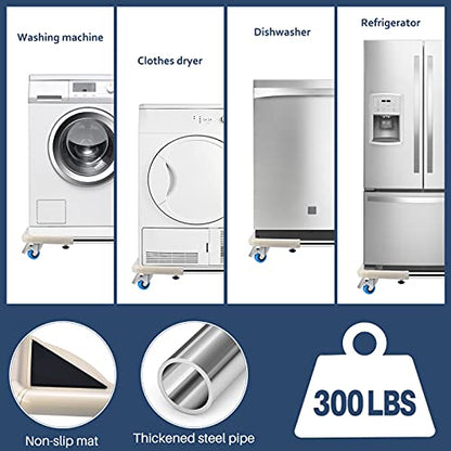 SPACECARE Mini Fridge Stand Mobile Roller, Adjustable18.5-27''- Off White | 4 Locking Wheels Suitable for Washing Machine, Dryer & Refrigerator, universal household appliance base, stable, durable