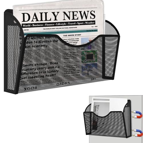 Magnetic File Holder, Magnetic File Folder Holder, No Drilling Installation, Magnetic Mail Holder File Organizer for Whiteboard,Office,Refrigerator,File Cabinets,Classroom